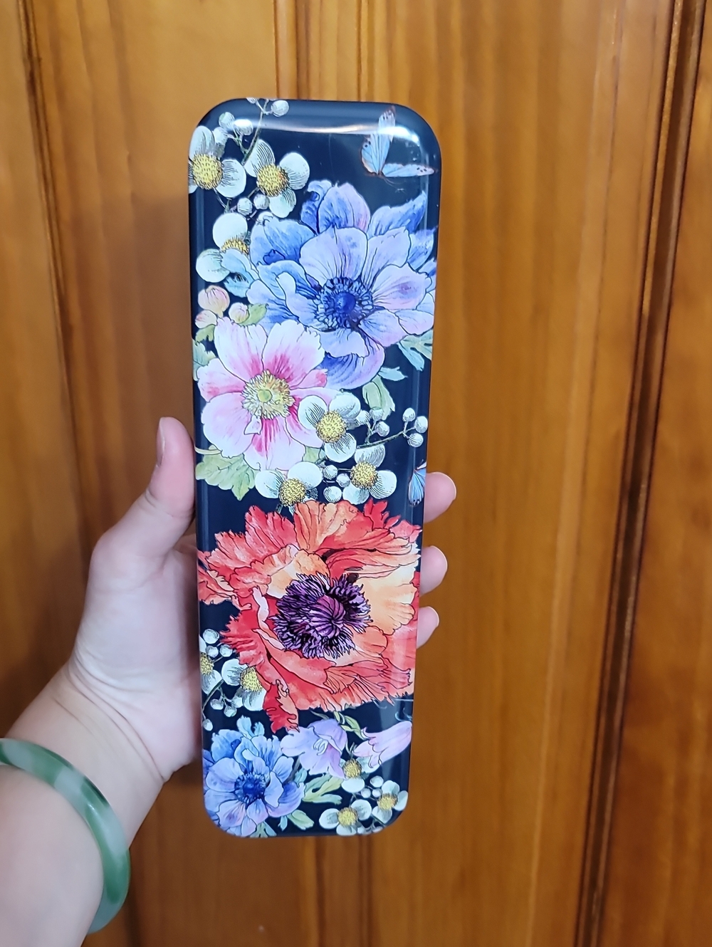 Brighton Floral Metal with Pink, Blue & Orange Flowers Tin Case For A Watch